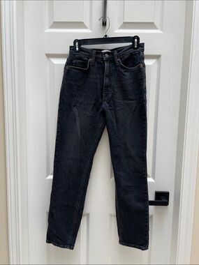 OAK + FORT Black High Waisted Straight Leg Jeans